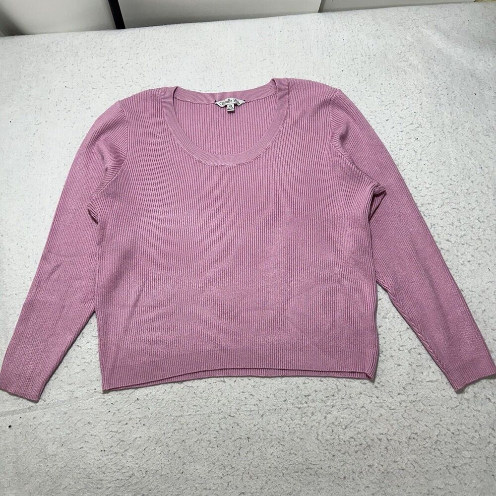 Ophelia Roe Women's Plus Size 2X Scoop Neck Ribbed Stretch Pullover Sweater